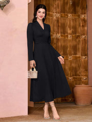 Modely Solid Ruched Waist Dress - Hues