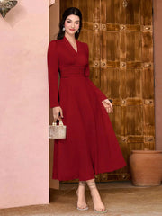 Modely Solid Ruched Waist Dress - Hues