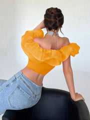Privé Off Shoulder Red Casual Women's Shirt - Hues