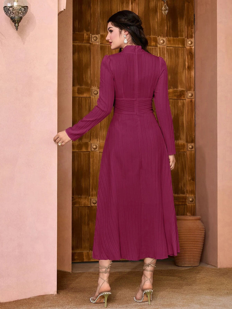 Modely Solid Ruched Waist Dress - Hues