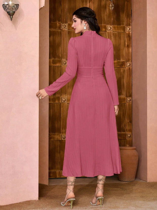 Modely Solid Ruched Waist Dress - Hues