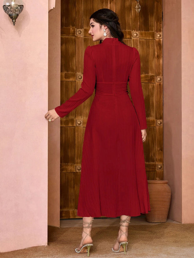 Modely Solid Ruched Waist Dress - Hues
