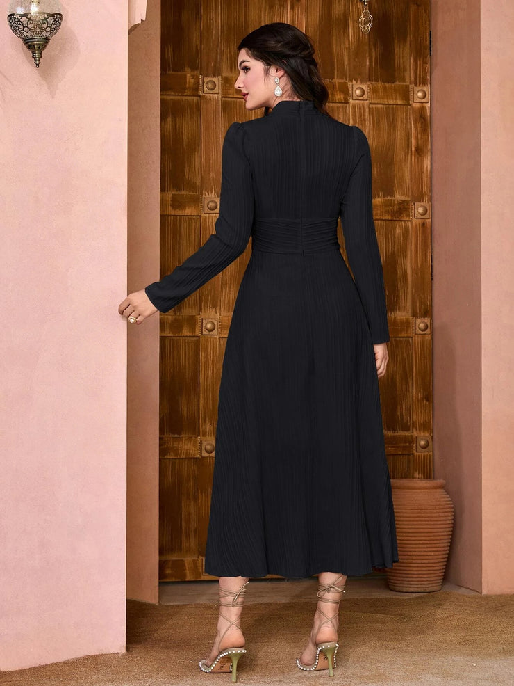 Modely Solid Ruched Waist Dress - Hues