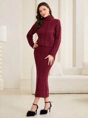 Mulvari Women'S Cable Knitted Sweater And Knitted A-Line Skirt Set - Hues