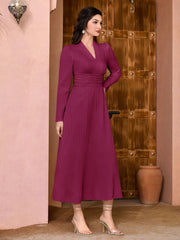 Modely Solid Ruched Waist Dress - Hues