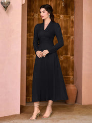 Modely Solid Ruched Waist Dress - Hues