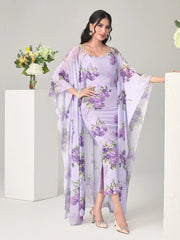 Modely Floral Print Cami Dress & Open Front Coat - Hues