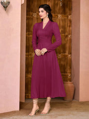 Modely Solid Ruched Waist Dress - Hues