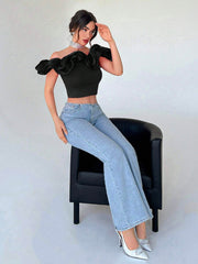 Privé Off Shoulder Red Casual Women's Shirt - Hues