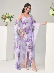 Modely Floral Print Cami Dress & Open Front Coat - Hues