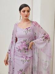 Modely Floral Print Cami Dress & Open Front Coat - Hues