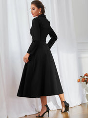 Modelyn Solid Double Breasted Shawl Collar Blazer & Skirt