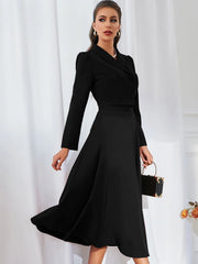 Modelyn Solid Double Breasted Shawl Collar Blazer & Skirt