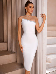 Rhinestone Detail Cocktail Party Bandage Dress Elegant Prom Dress