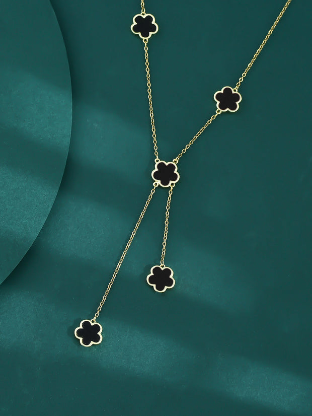1pc Fashionable Luxury Personality Simple Women's Flower Shaped Copper Clavicle Pendant Necklace