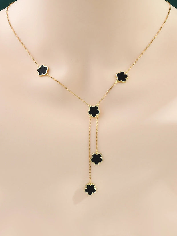 1pc Fashionable Luxury Personality Simple Women's Flower Shaped Copper Clavicle Pendant Necklace