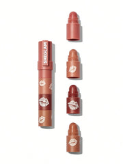 SHEGLAM Mega Lip Stacks 4 In 1 Creamy-Matte Brown Portable Travel Lipstick Kit
