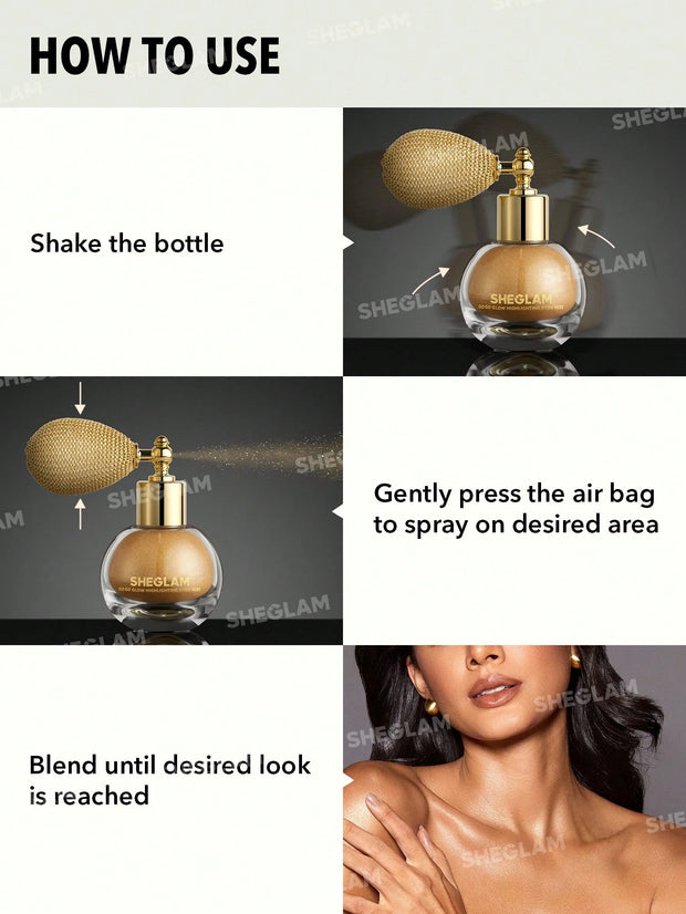 SHEGLAM Go Go Glow Highlighting Body Mist-Frosted Opal Body Glitter Powder Spray High-Shine Finish