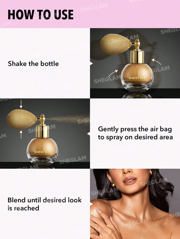 SHEGLAM Go Go Glow Highlighting Body Mist-Frosted Opal Body Glitter Powder Spray High-Shine Finish