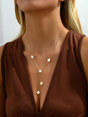 1pc Fashionable Luxury Personality Simple Women's Flower Shaped Copper Clavicle Pendant Necklace