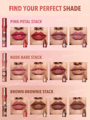SHEGLAM Mega Lip Stacks 4 In 1 Creamy-Matte Brown Portable Travel Lipstick Kit