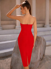 Rhinestone Detail Cocktail Party Bandage Dress Elegant Prom Dress