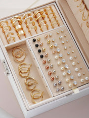 48pcs Simple Rhinestone Faux Pearl Ear Studs (Without Box)