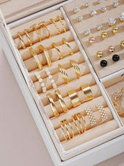 48pcs Simple Rhinestone Faux Pearl Ear Studs (Without Box)