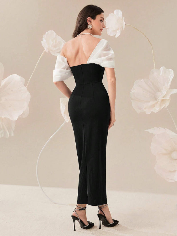 Modelyn  Elegant Color Block Splice Women's Summer Long Dress