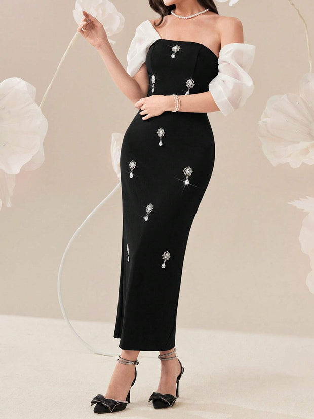 Modelyn  Elegant Color Block Splice Women's Summer Long Dress