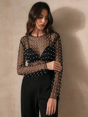 Anewsta Sheer Mesh Women's Long Sleeve Summer Top