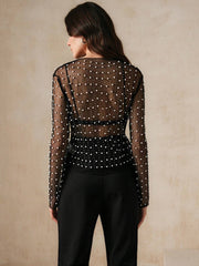 Anewsta Sheer Mesh Women's Long Sleeve Summer Top