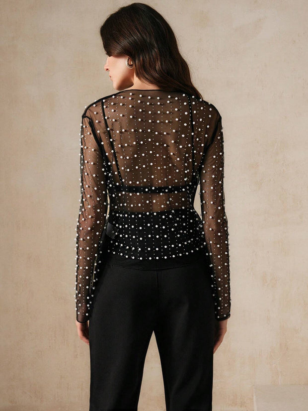Anewsta Sheer Mesh Women's Long Sleeve Summer Top