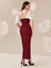 Modelyn  Elegant Color Block Splice Women's Summer Long Dress