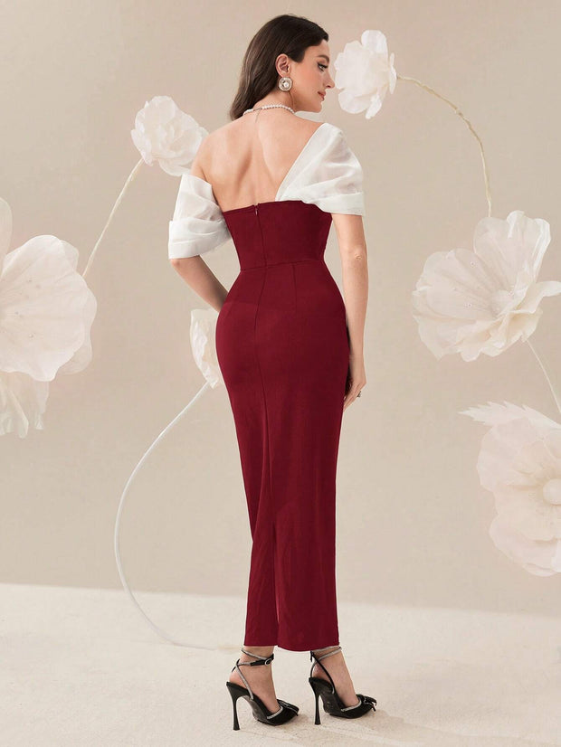 Modelyn  Elegant Color Block Splice Women's Summer Long Dress