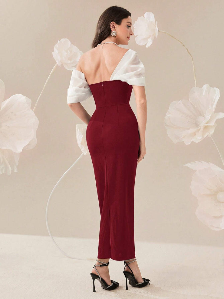 Modelyn  Elegant Color Block Splice Women's Summer Long Dress