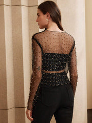Anewsta Sheer Mesh Women's Long Sleeve Summer Top