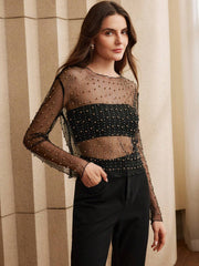 Anewsta Sheer Mesh Women's Long Sleeve Summer Top