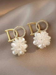 1 Pair Letter D Flower Design Earrings For Women