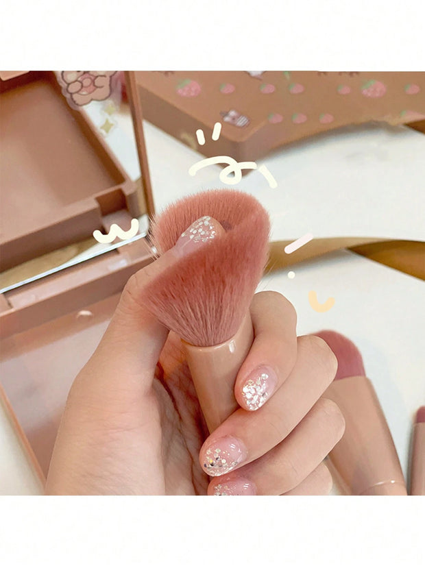 1pc/5pcs Portable Makeup Brush Set With Mirror Travel Makeup Tools