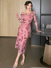 Joudiya Women Sexy Wrap Style Floral Mid-Length Dress, Spring/Summer