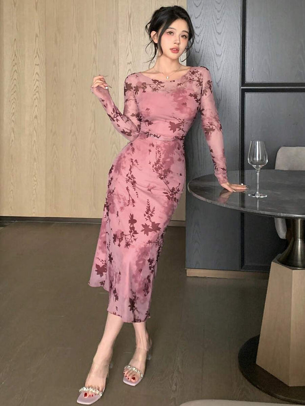 Joudiya Women Sexy Wrap Style Floral Mid-Length Dress, Spring/Summer