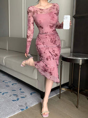 Joudiya Women Sexy Wrap Style Floral Mid-Length Dress, Spring/Summer