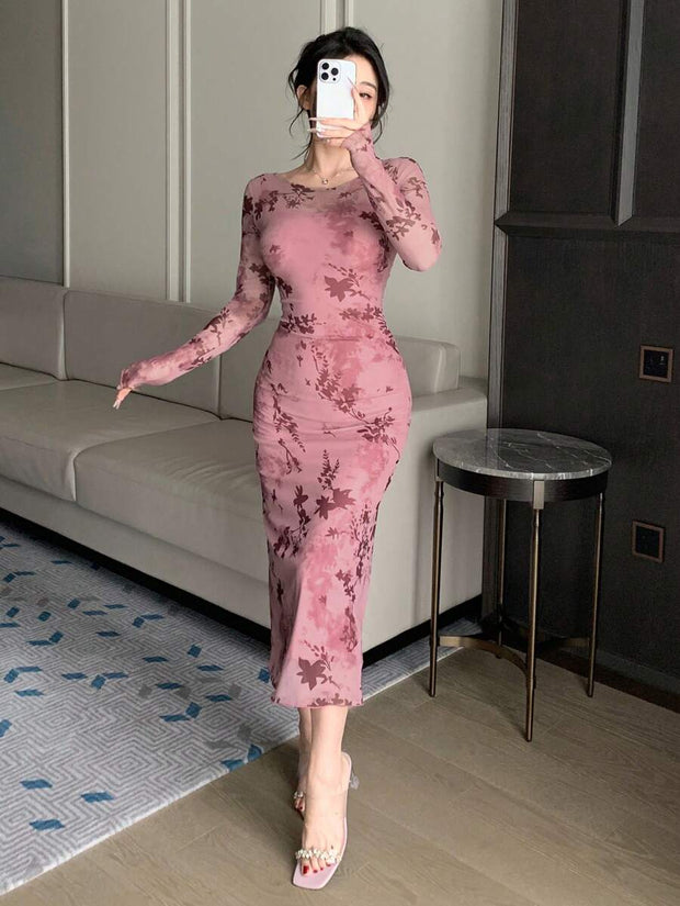Joudiya Women Sexy Wrap Style Floral Mid-Length Dress, Spring/Summer