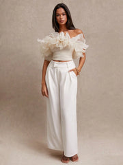 SHEIN BAE Women's Exaggerated Ruffle Trim Bandeau Top