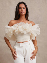 SHEIN BAE Women's Exaggerated Ruffle Trim Bandeau Top