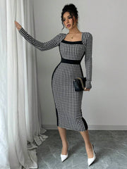 Rafferiza Unique Waist Slimming Retro Square Collar High-End Sophisticated Dress For Women