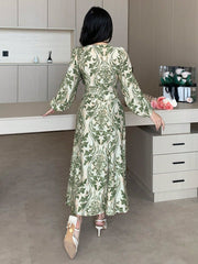 DAZY 2pcs/Set Women Allover Floral Print Puff Sleeve Cropped Shirt & Fish Tail Skirt