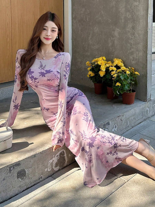 Joudiya Women Sexy Wrap Style Floral Mid-Length Dress, Spring/Summer