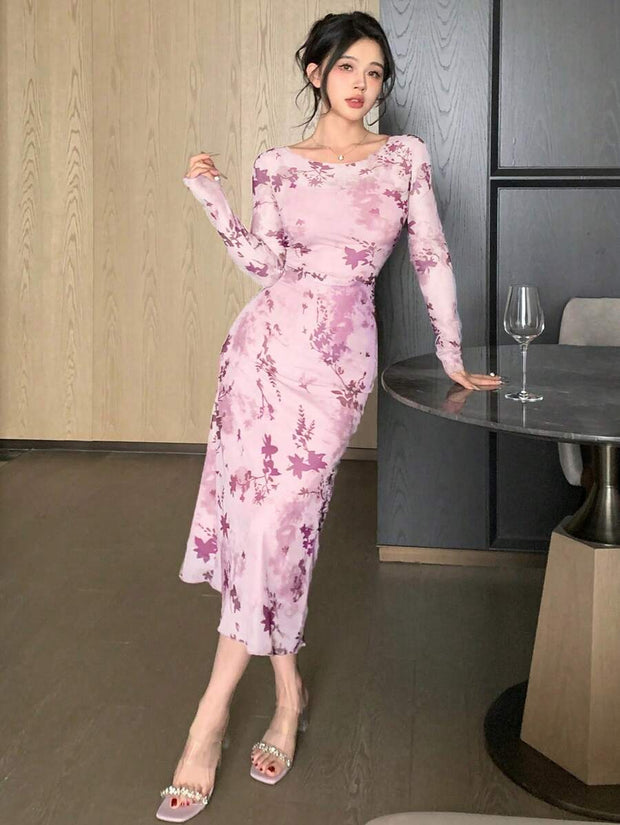 Joudiya Women Sexy Wrap Style Floral Mid-Length Dress, Spring/Summer